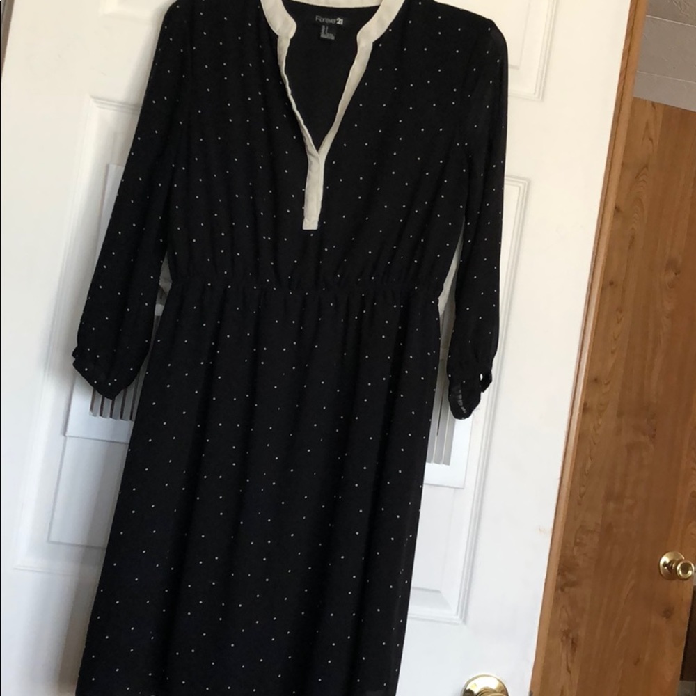 Black polka dot dress